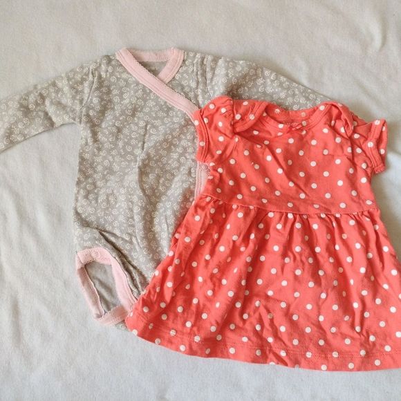 Carters Baby Girl 3M 6M Lot of 7 Body Suits Pajamas Pink Green Dress - Picture 4 of 7